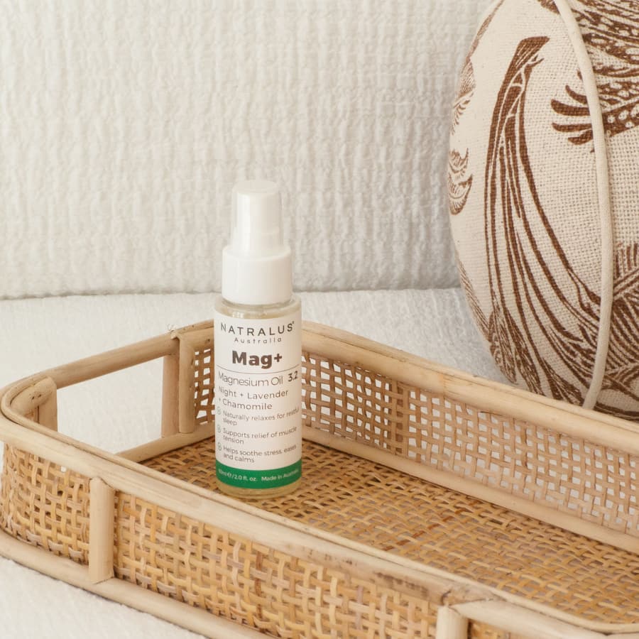 Soothing magnesium oil spray with lavender and chamomile – relax muscles and calm nerves for better sleep