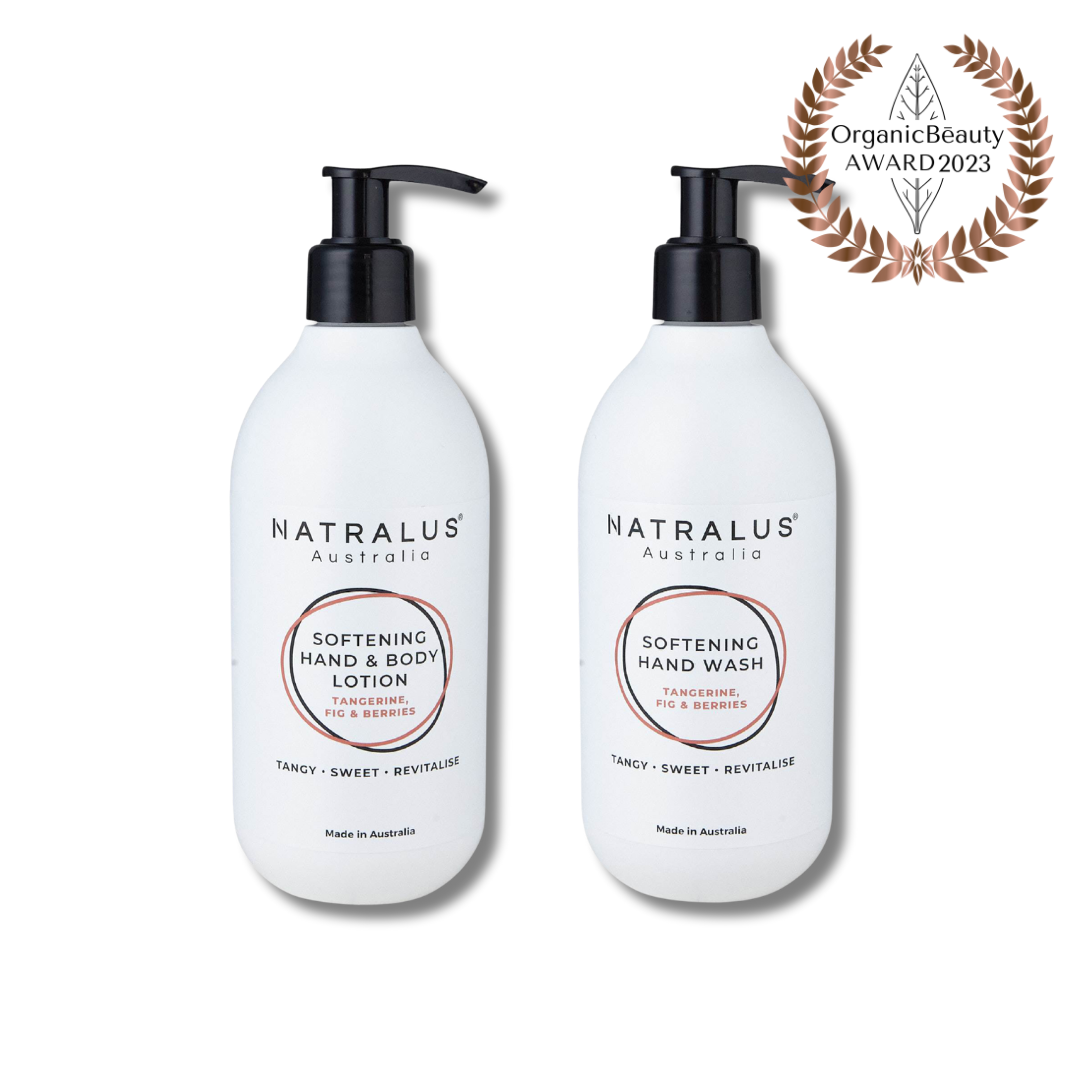 Natralus Softening Wash & Lotion Duo – Tangerine, Fig & Berries natural hand wash and lotion set in Australia