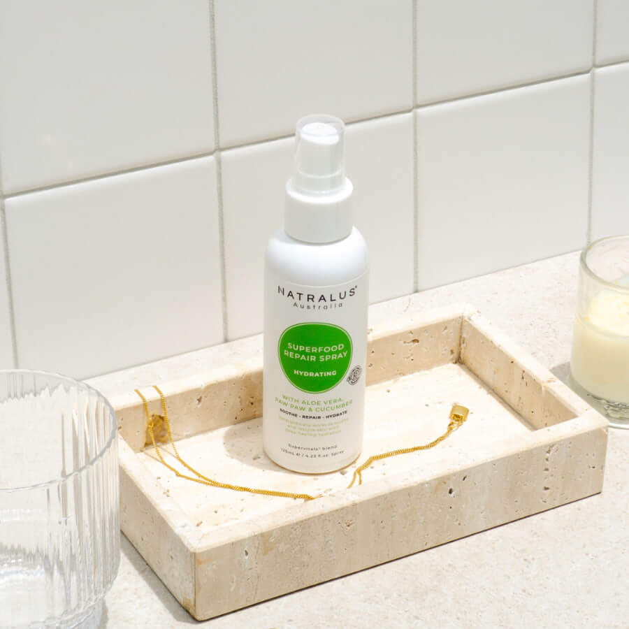 Certified Organic Aloe Vera repair spray for sunburn relief