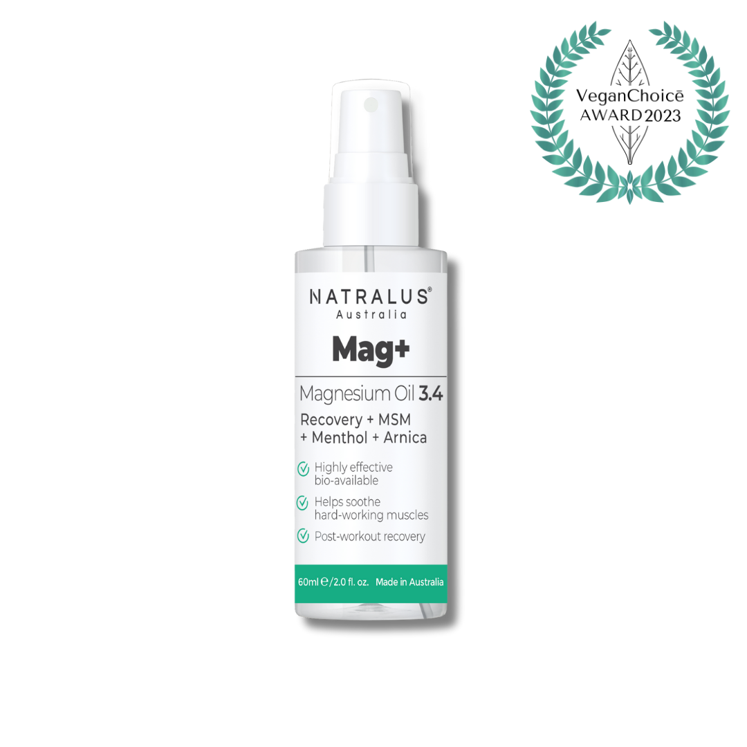 Natralus Magnesium Oil Spray Recovery 3.4 – MSM, Menthol and Arnica for natural muscle relief in Australia