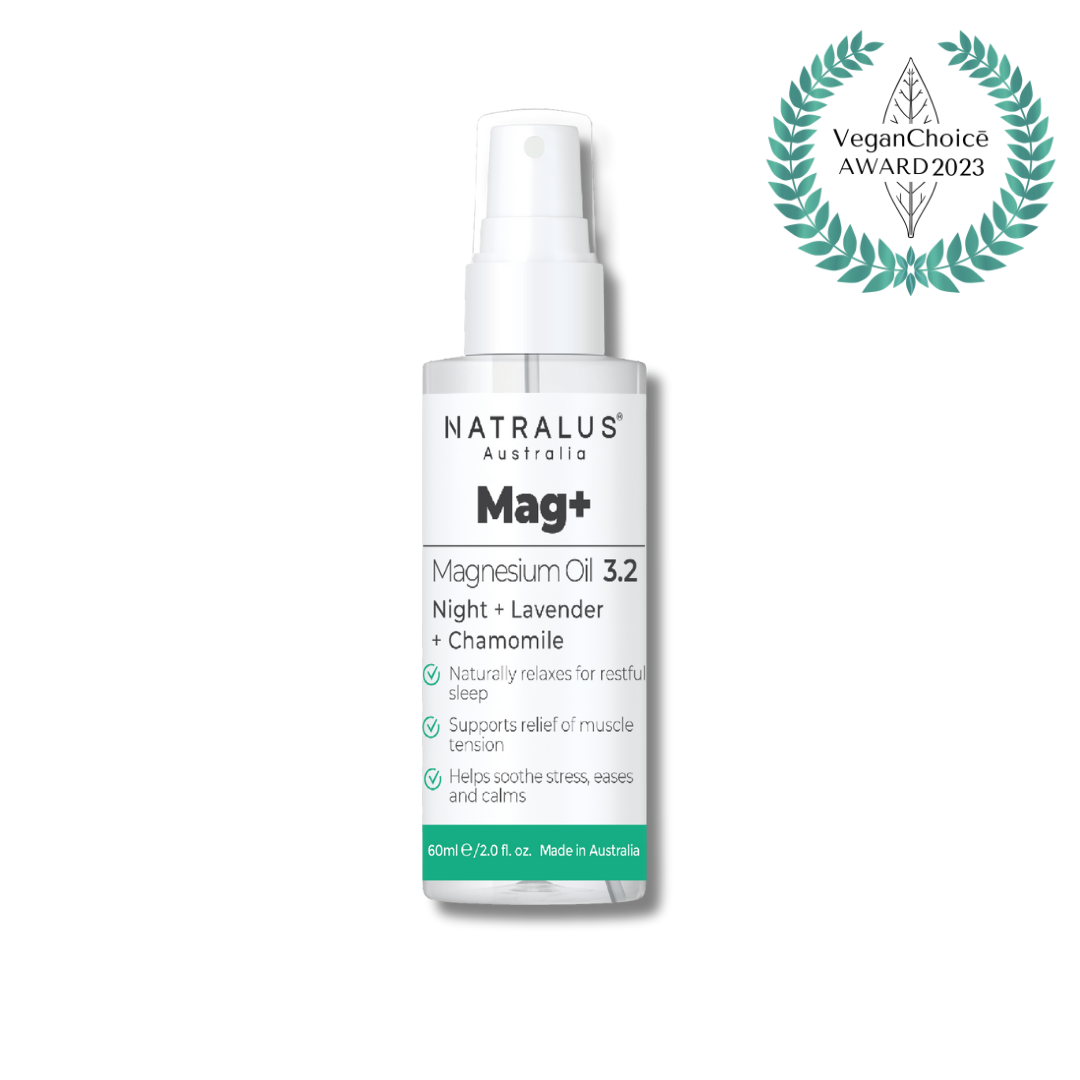 Soothing magnesium oil spray with lavender and chamomile – relax muscles and calm nerves for better sleep