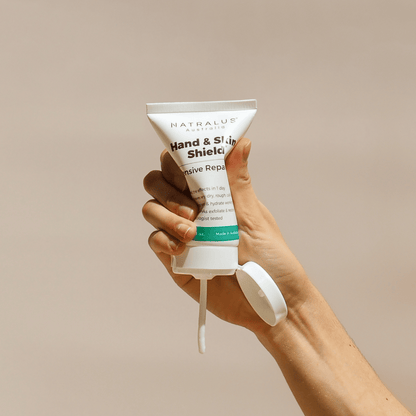 Natralus Hand &amp; Skin Shield Intensive Repair for dry, cracked hands – moisturises, restores &amp; protects hardworking Aussie skin.