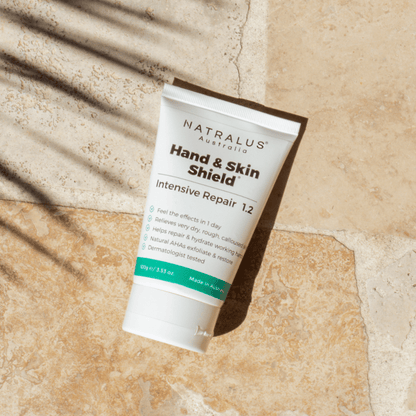 Natralus Hand &amp; Skin Shield Intensive Repair cream for dry, cracked hands – restores, hydrates &amp; protects Aussie skin.