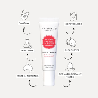 Strawberry Flavoured Paw Paw Lip Butter