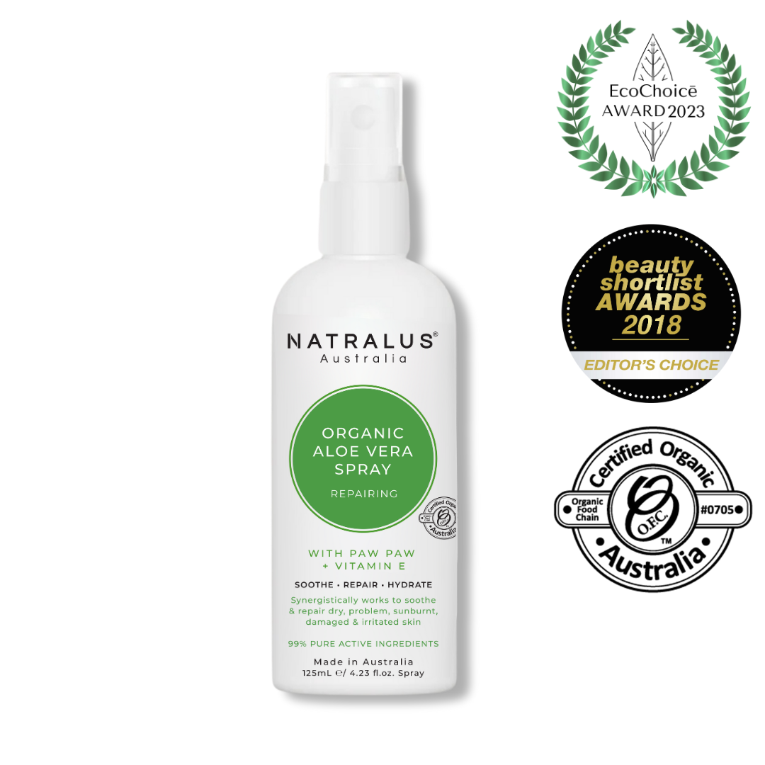 Natralus Organic Aloe Vera Repair Spray Gel – Natural after sun care for Australians with sunburnt or wind-exposed skin