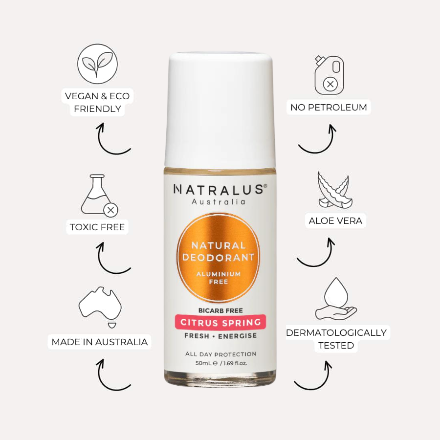 Natural Deodorant BICARB FREE with Citrus Spring scent for sensitive skin