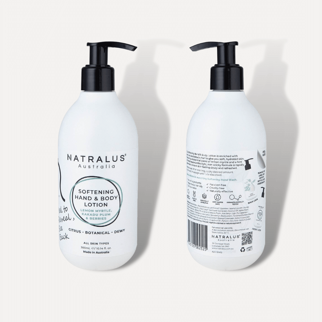 Sulfate-free Softening hand and body lotion with lemon myrtle, Kakadu plum, and berries