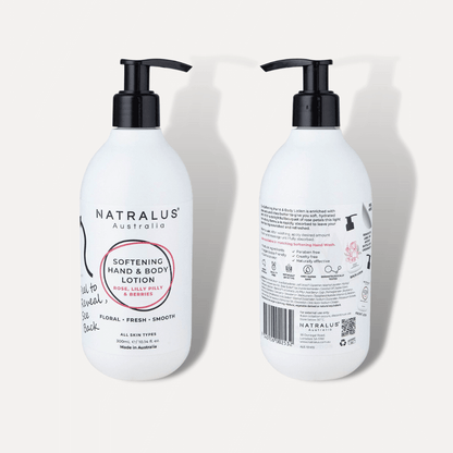 Sulfate-free Softening hand and body lotion with rose, lilly pilly, and berries