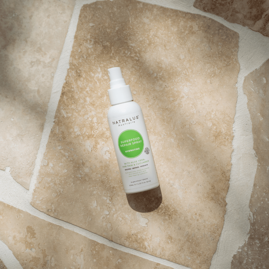 Certified Organic Aloe Vera repair spray for sunburn relief